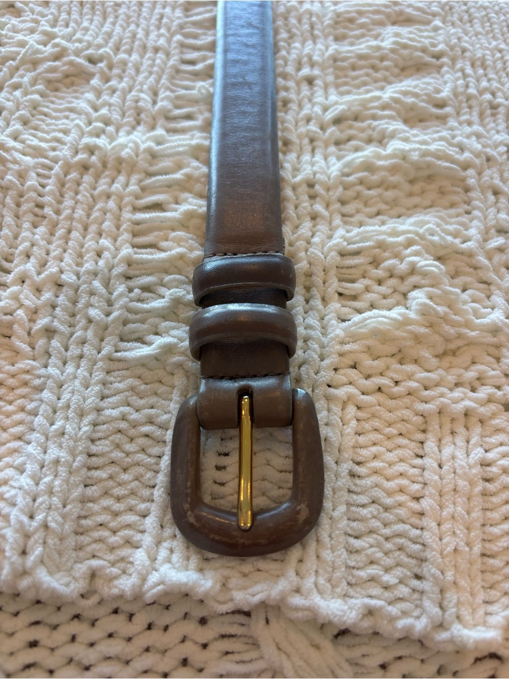 Vntg. Nordstrom Tan Leather Belt with Gold-Tone Buckle - Picture 3 of 6